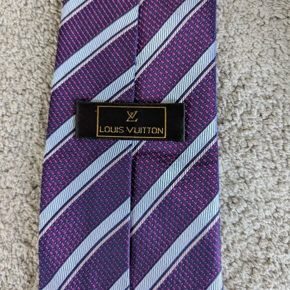 Louis Vuitton 100% Silk Purple Striped Tie - Picture 4 of 4
